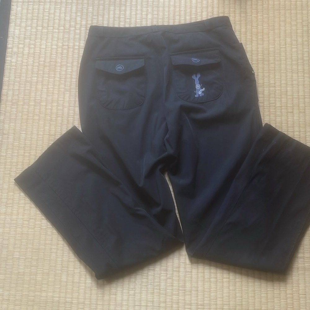 Vintage Mirabo Paris Black Pants with Embroidered Dog Design